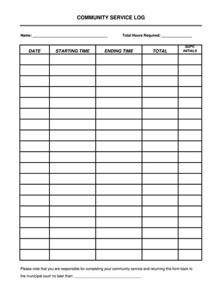Free Community Service Log Sheet PDF – Easy Tracking Tool