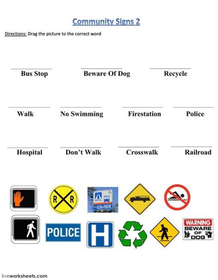 Community Signs Worksheets PDF: Free Printable Resources for Schools & Groups