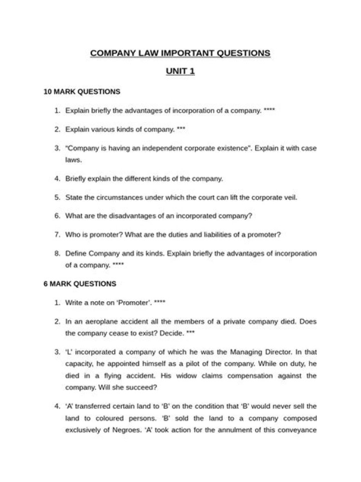 Company Law Questions and Answers PDF: Expert Guidance Download
