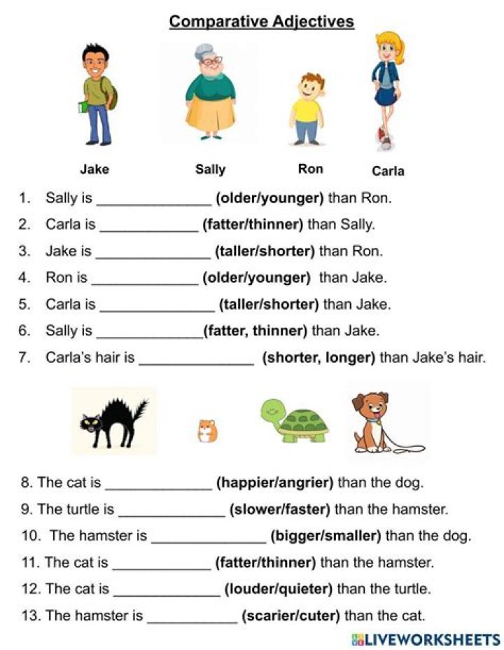 Comparative Adjective Worksheet PDF for Effective Grammar Practice