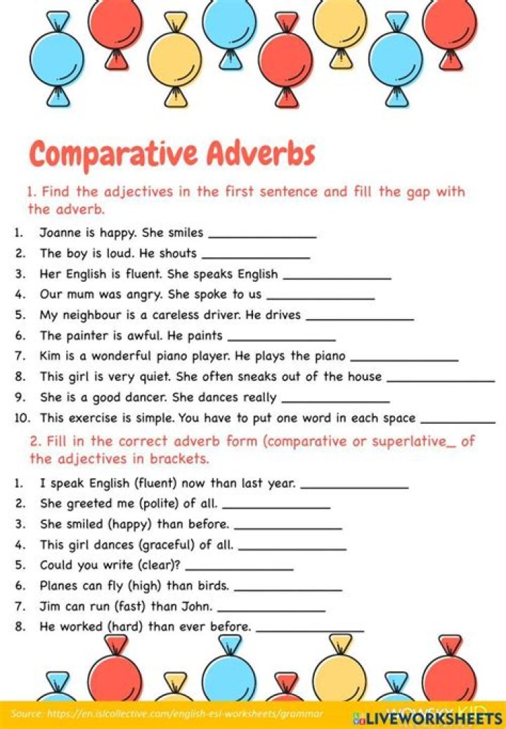 Comparative & Superlative Adjectives & Adverbs Worksheet PDF for Free Download