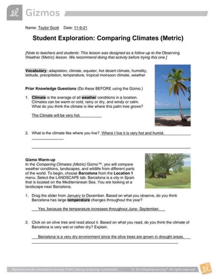 Compare Climates Gizmo Answer Key PDF – Instant Download