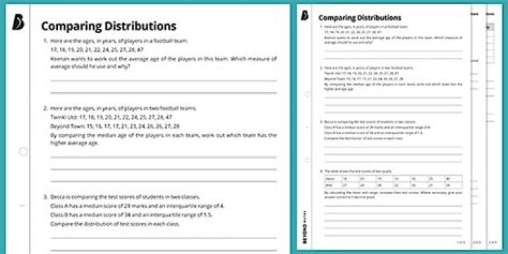 Compare Distributions Worksheets PDF for Math Teachers