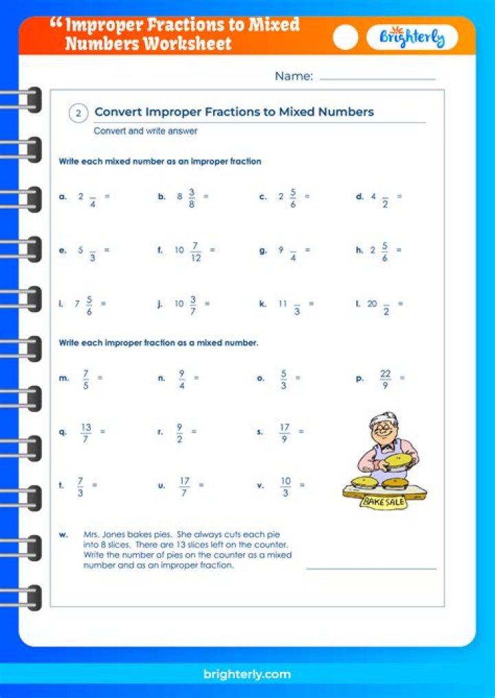 Compare Mixed Numbers and Improper Fractions Worksheets PDF