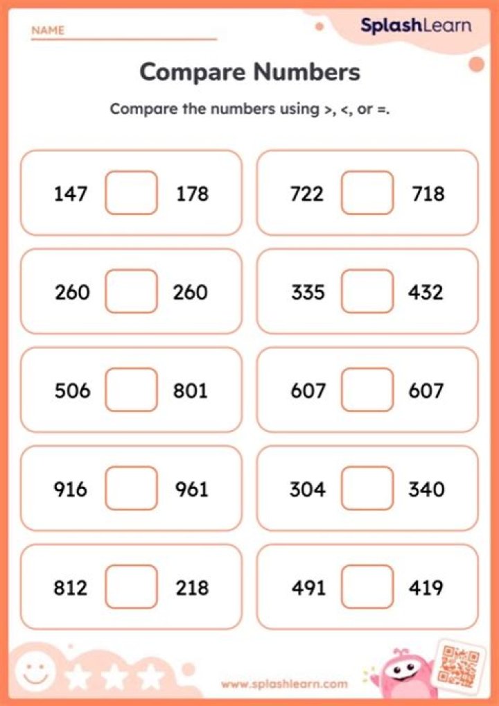 Comparing Numbers Worksheets 2nd Grade PDF for Easy Math Practice