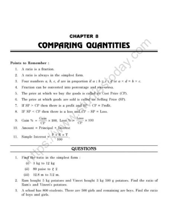 Class 8 Extra Questions: Comparing Quantities with PDF Answers