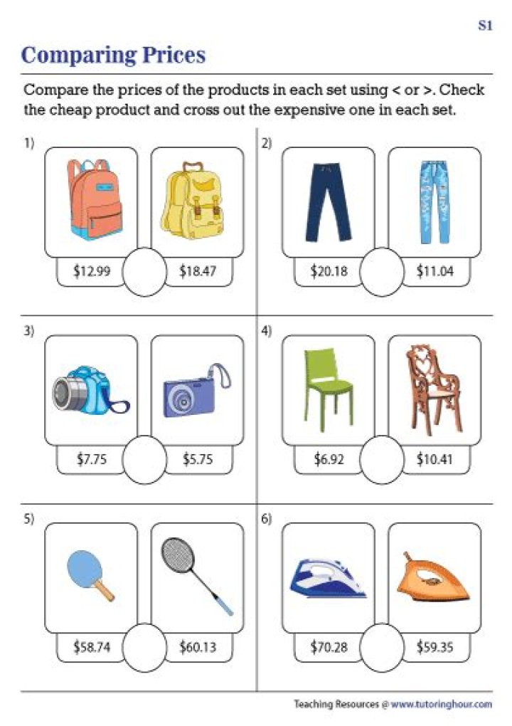 Free Comparison Shopping Worksheets PDF – Save Money Easily