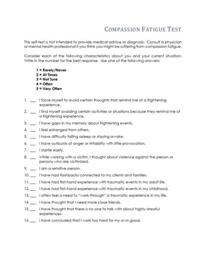 Compassion Fatigue Test PDF: Assess Burnout Risk in Helping Professions