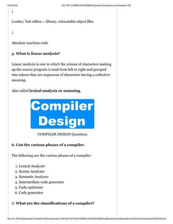 Compiler Design Questions and Answers PDF: Master Exam & Practical Problems