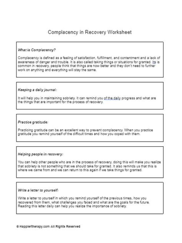 Overcome Complacency in Recovery with Free PDF Worksheets