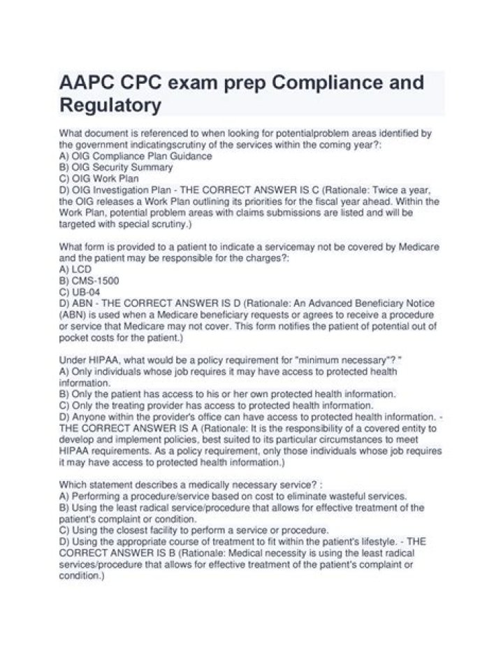 Compliance and Regulatory CPC Exam Questions PDF – Download Now