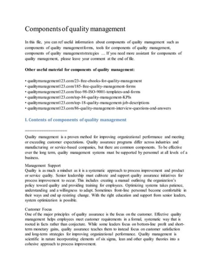 Mastering Quality Management: Essential Components in PDF Format