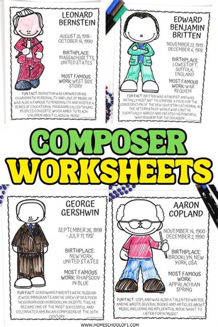 Free Composer Worksheets PDF for Music Education