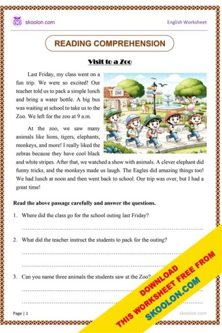 Grade 3 Comprehension Passages with Questions & Answers PDF