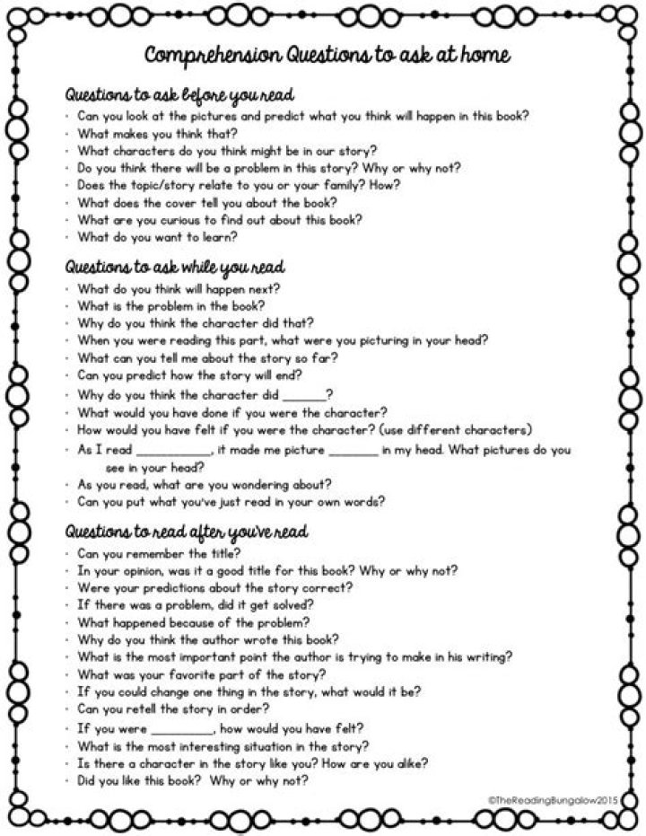 Comprehension Questions for Parents to Ask at Home: A PDF Guide