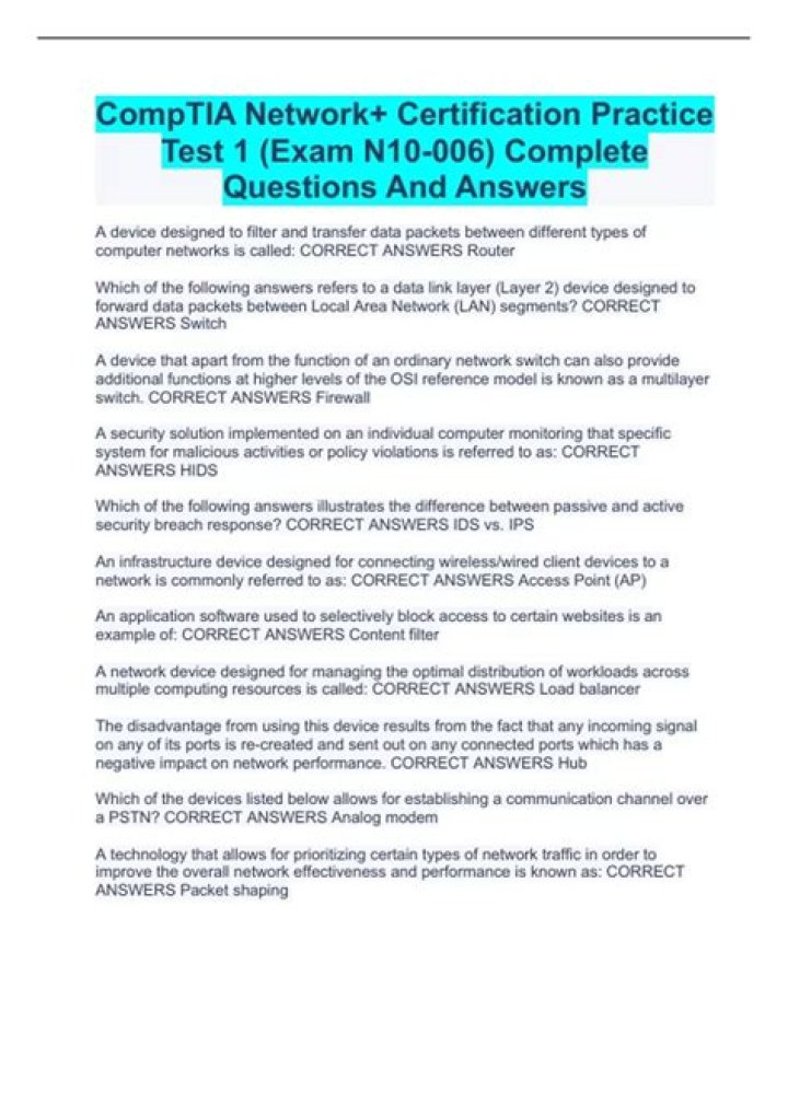 Compta Network+ N10-007 Practice Tests PDF – Ace Your Exam