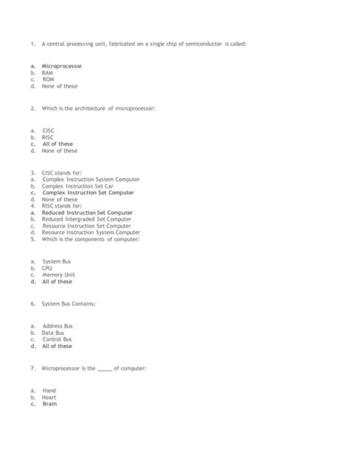 Computer Architecture MCQ Questions and Answers PDF for Exam Prep