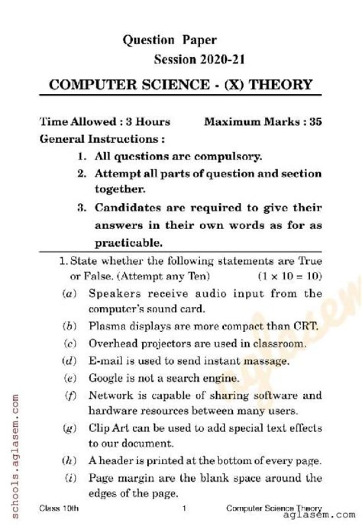 Download Free Computer Exam Question Paper PDF for Instant Study
