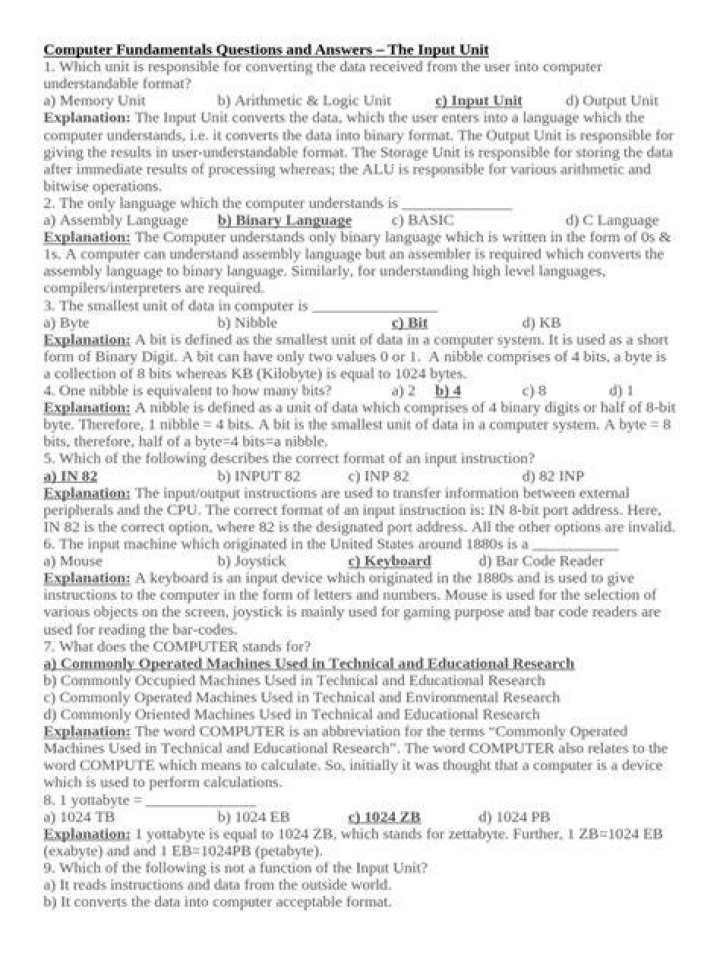 Computer Fundamentals Questions & Answers PDF: Essential Study Guide