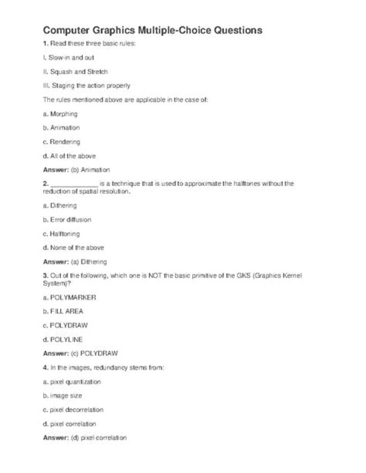 Computer Graphics Questions & Answers PDF – Expert Guide