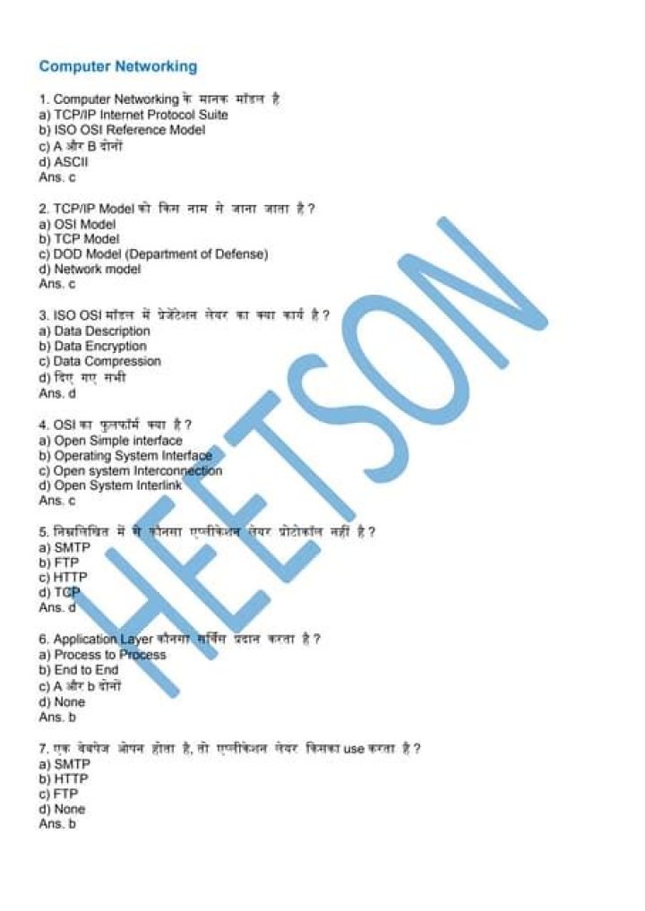Computer Networking Exam Questions & Answers PDF – Master Your Test