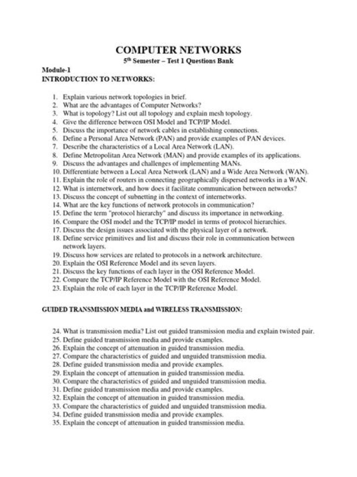 Computer Networks Questions and Answers PDF Guide