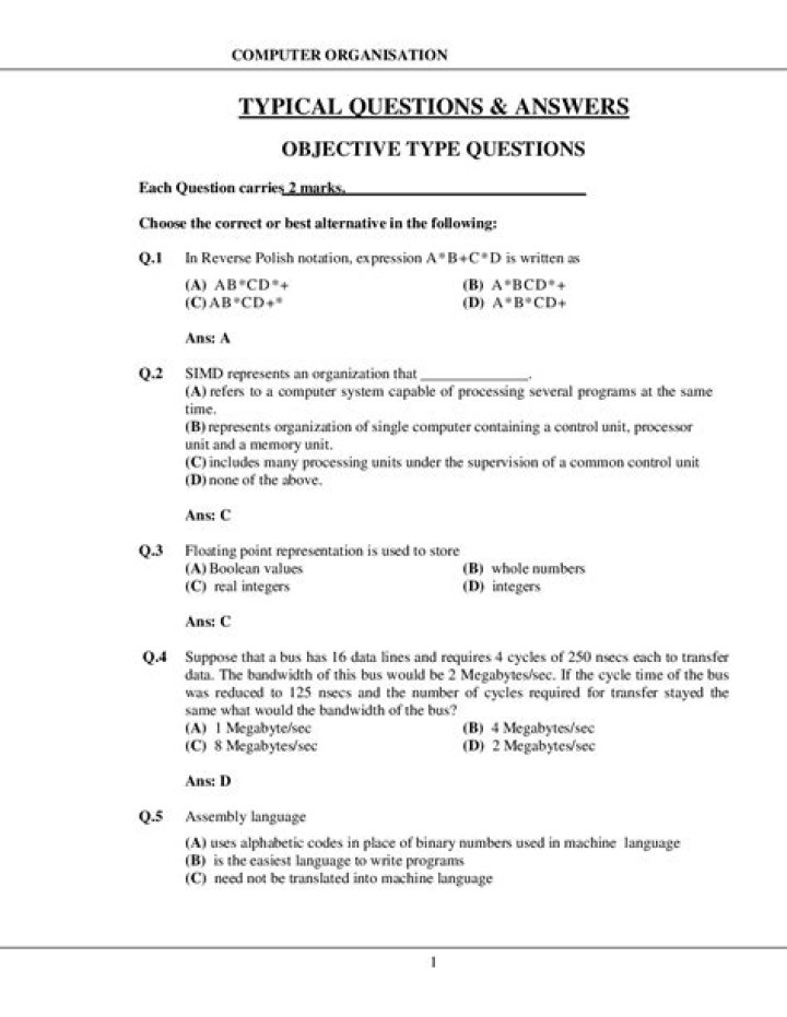 Computer Objective Type Questions with Answers PDF – Study Smart