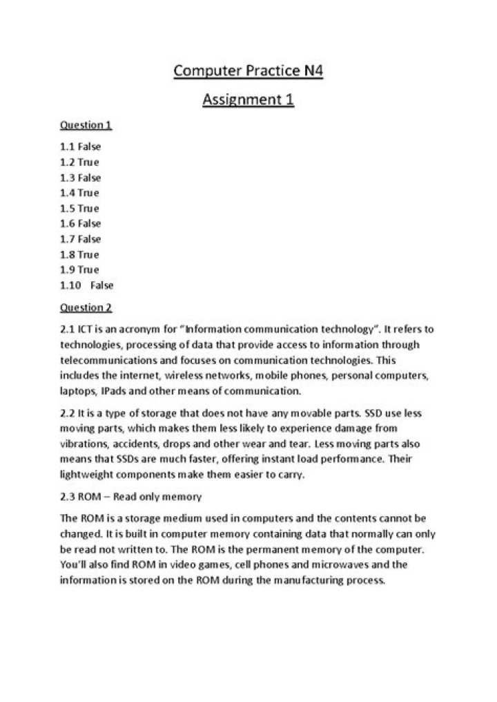 N4 Computer Theory Practice Questions & Answers PDF Download