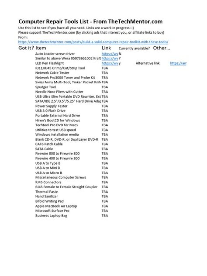 Comprehensive Computer Repair Tools List PDF for Easy Troubleshooting
