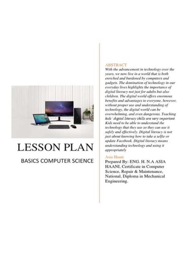 Free Computer Science Lesson Plan PDF for Teachers