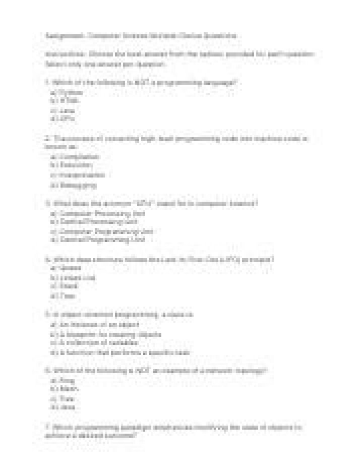 Free Computer Science Multiple Choice Questions PDF for Exam Prep