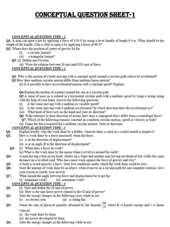 Conceptual Physics Questions & Answers PDF for Students