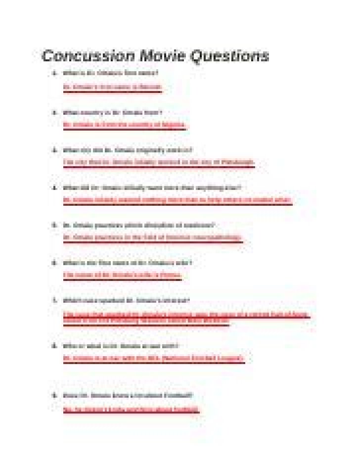 Concussion Movie Questions & Answers: Expert PDF Guide
