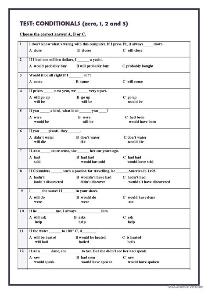 Conditionals 0-1-2-3 Exercises PDF with Answers - Instant Practice Guide