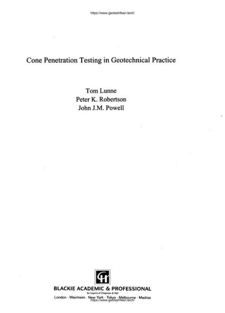 Cone Penetration Testing in Geotechnical Practice: Essential PDF Guide