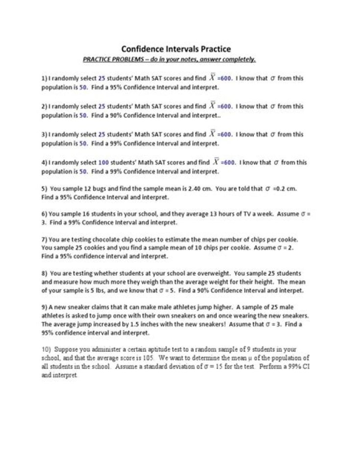 Confidence Interval Worksheet PDF: Step-by-Step Guide & Practice Problems