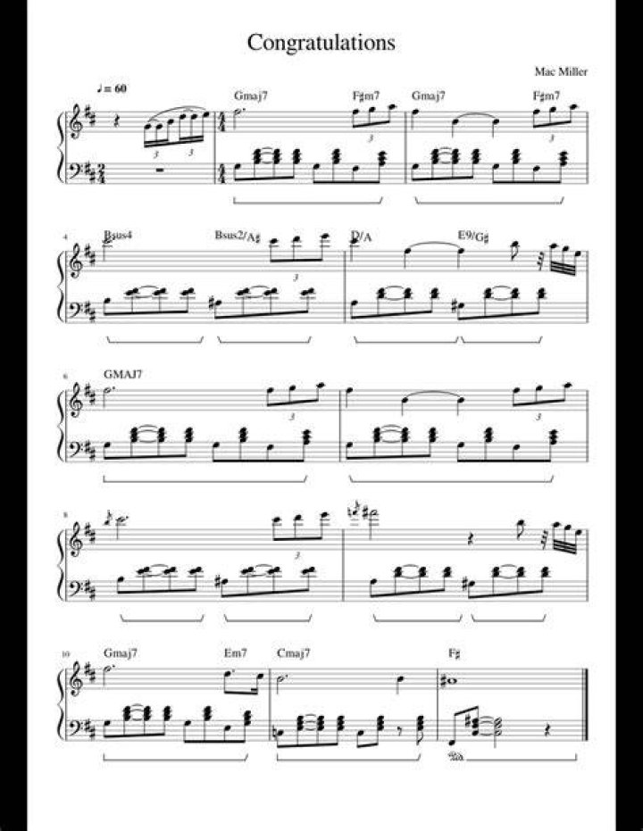 Congratulations Mac Miller Piano Sheet Music PDF – Free Download