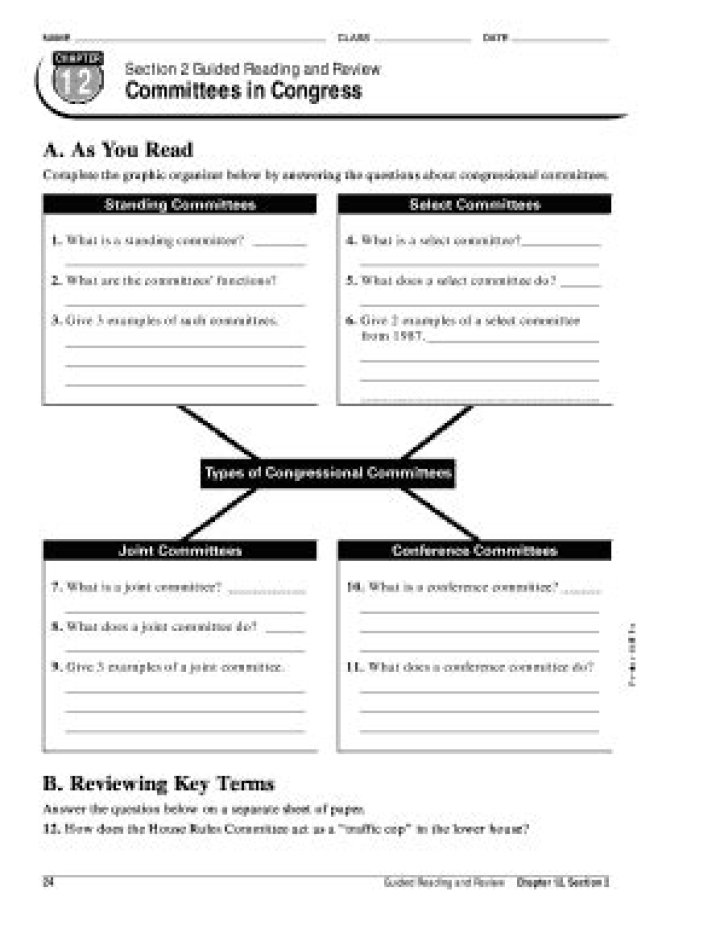 Congressional Committees Worksheet PDF – Download Complete Study Guide