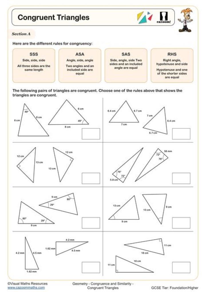 Congruent Figures Worksheet PDF: Practice Geometry Exercises