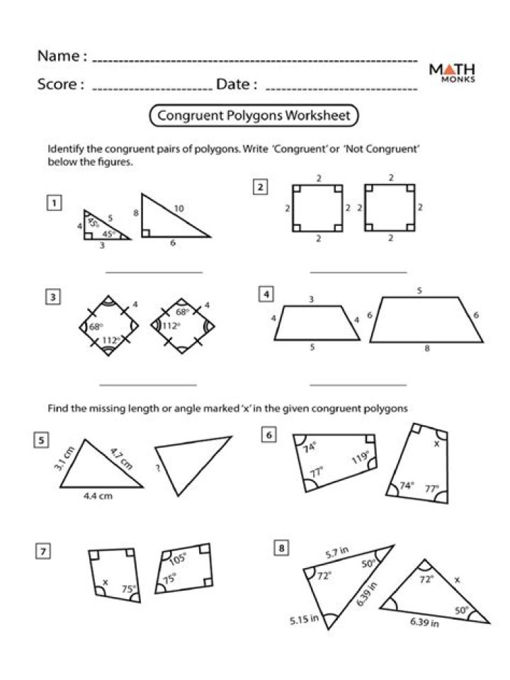 Congruent Polygons Worksheet PDF – Practice Geometry Concepts