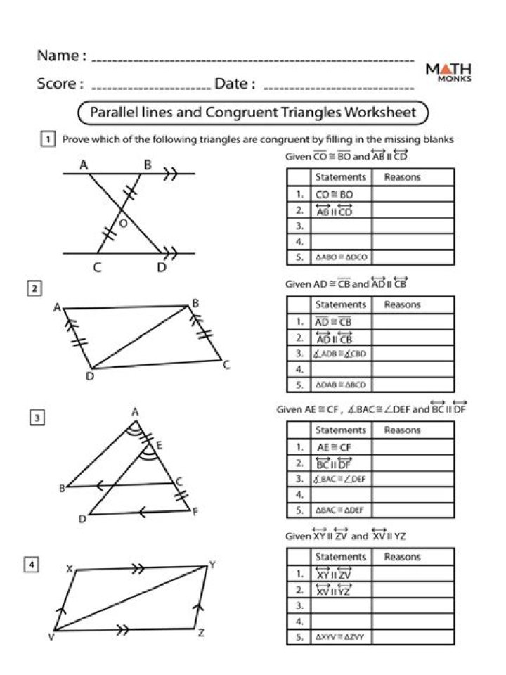 Congruent Triangles Worksheet PDF – Practice Geometry Skills
