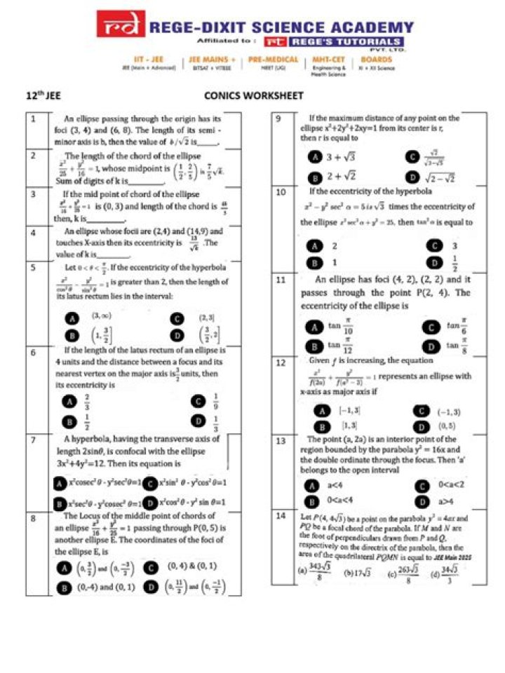 Free Conics Worksheet PDF – Download Instant Practice Problems