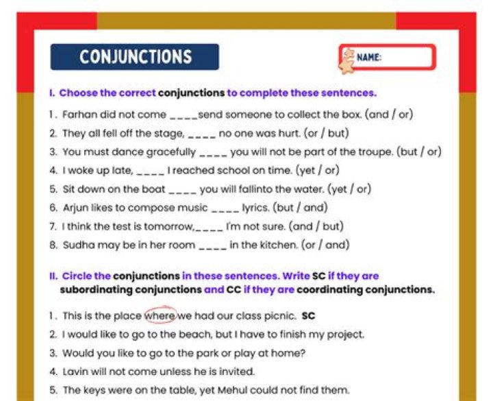 Conjunction Questions and Answers PDF: Master Grammar with Ease