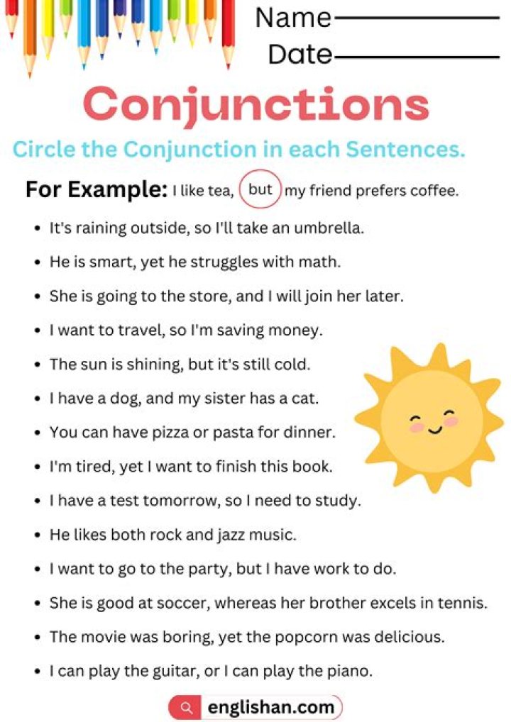 Conjunctions PDF with Answers: Master Grammar Rules