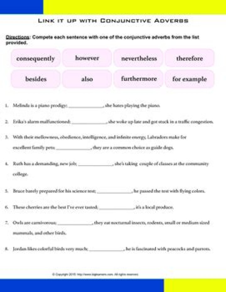 Conjunctive Adverbs Exercises with Answers PDF – Perfect for Grammar Practice