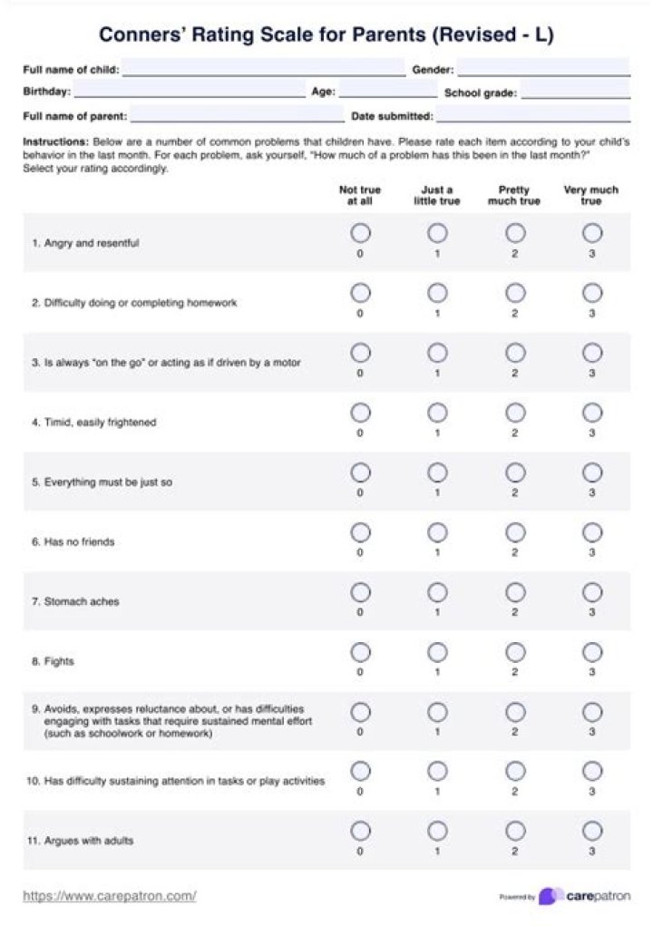 Conners Teacher Rating Scale Scoring Sheet PDF – Easy-to-Use Tool for Educators