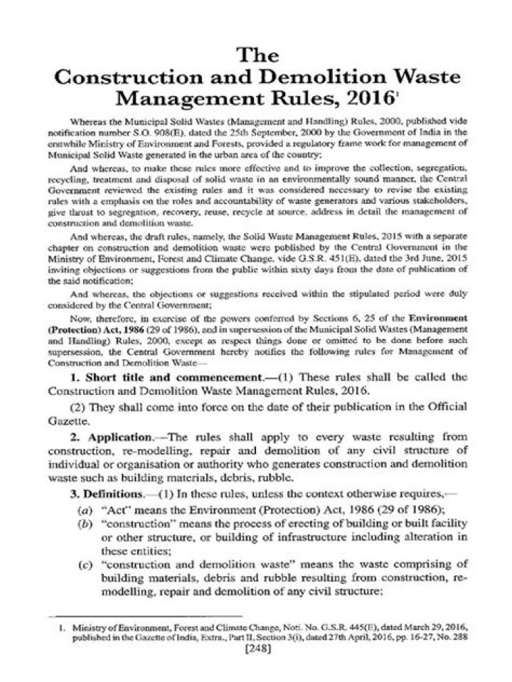 Construction and Demolition Waste Management Rules 2016 PDF – Legal Compliance Guide