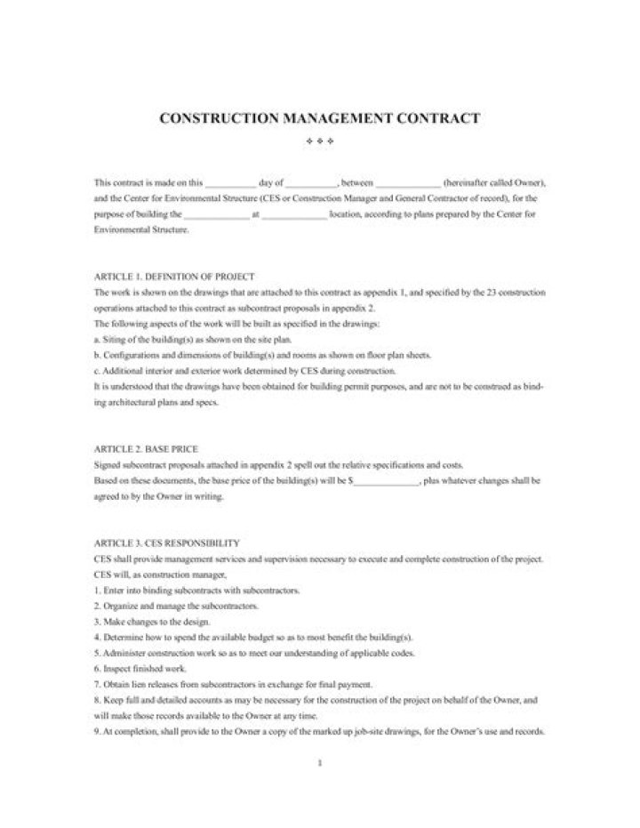 Download Construction Management Contract PDF for Efficient Project Control