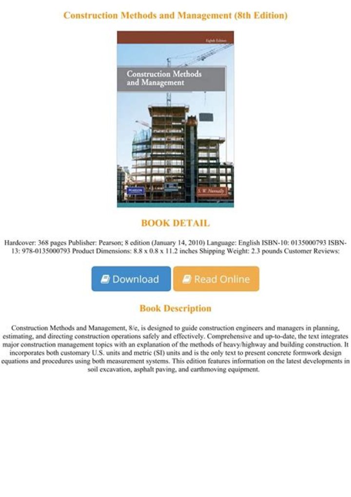 Construction Methods and Management 8th Edition: Free PDF Download