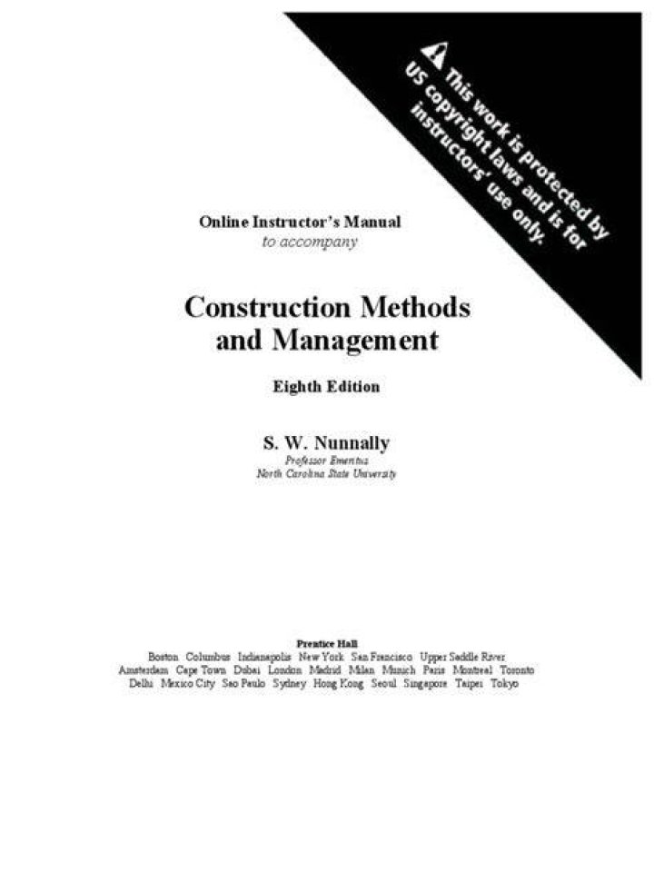Construction Methods and Management 8th Edition Solution Manual PDF